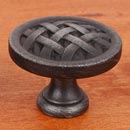 RK International [CK-751-DN] Solid Brass Cabinet Knob - Large Cross-Hatched - Distressed Nickel Finish - 1 1/2" Dia.