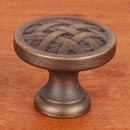 RK International [CK-752-AE] Solid Brass Cabinet Knob - Small Cross-Hatched - Antique English Finish - 1 1/4&quot; Dia.