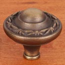 RK International [CK-761-AE] Solid Brass Cabinet Knob - Small Deco-Leaf Edge - Antique English Finish - 1 1/4&quot; Dia.