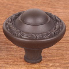 RK International [CK-761-RB] Solid Brass Cabinet Knob - Small Deco-Leaf Edge - Oil Rubbed Bronze Finish - 1 1/4&quot; Dia.