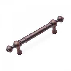 RK International [CP-815-DC] Solid Brass Cabinet Pull Handle - Plain w/ Decorative Ends - Standard Size - Distressed Copper Finish - 3&quot; C/C - 4 5/8&quot; L