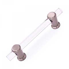RK International [CP-470-P] Lucite Cabinet Pull Handle - Radiance Series - Standard Size - Clear - Satin Nickel Finish - 4&quot; C/C - 6&quot; L