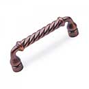 RK International [CP-800-DC] Solid Brass Cabinet Pull Handle - Twisted - Standard Size - Distressed Copper Finish - 3" C/C - 3 1/2" L