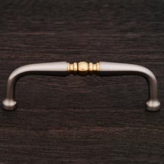 RK International [CP-05-TBP] Solid Brass Cabinet Pull Handle - Decorative Curved - Standard Size - Satin Nickel &amp; Polished Brass Finish - 3 1/2&quot; C/C - 3 7/8&quot; L