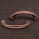 RK International [CP-1617-DC] Solid Brass Cabinet Pull Handle - Rope Bow - Standard Size - Distressed Copper Finish - 3" C/C - 3/4" L