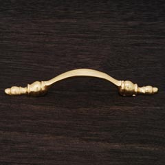 RK International [CP-33] Solid Brass Cabinet Pull Handle - Decorative Finial Ends - Standard Size - Polished Brass Finish - 3&quot; C/C - 5 1/8&quot; L