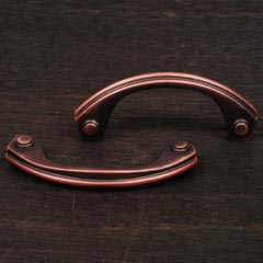 RK International [CP-3617-DC] Solid Brass Cabinet Pull Handle - Plain Bow - Standard Size - Distressed Copper Finish - 3&quot; C/C - 3 5/8&quot; L