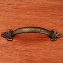 RK International [CP-3713-AE] Solid Brass Cabinet Pull Handle - Standard Size - Bow w/ Divet Indents &amp; Gothic Ends - Antique English Finish - 3&quot; C/C - 4 15/16&quot; L