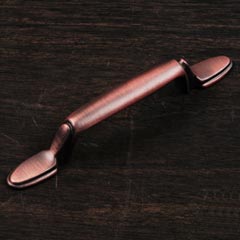 RK International [CP-39-DC] Solid Brass Cabinet Pull Handle - Lined Flat Foot Bow - Standard Size - Distressed Copper Finish - 3&quot; C/C - 5 3/16&quot; L