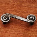 RK International [CP-407-DN] Solid Brass Cabinet Pull Handle - Waves at End - Standard Size - Distressed Nickel Finish - 3" C/C - 3 13/16" L