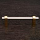 RK International [CP-54] Solid Brass Cabinet Pull Handle - Small Plain Rod - Standard Size - Satin Nickel &amp; Polished Brass Finish - 3&quot; C/C - 4&quot; L