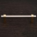 RK International [CP-55] Solid Brass Cabinet Pull Handle - Large Plain Rod - Standard Size - Satin Nickel &amp; Polished Brass Finish - 3 1/2&quot; C/C - 4 1/2&quot; L
