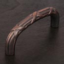 RK International [CP-856-DC] Solid Brass Cabinet Pull Handle - Lines & Crosses - Standard Size - Distressed Copper Finish - 3" C/C - 3 3/8" L