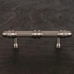RK International [CP-859-P] Solid Brass Cabinet Pull Handle - Lined Rod w/ Petal Ends - Standard Size - Satin Nickel Finish - 3&quot; C/C - 4 7/8&quot; L