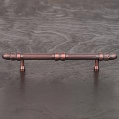 RK International [CP-860-DC] Solid Brass Cabinet Pull Handle - Lined Rod w/ Petal Ends - Oversized - Distressed Copper Finish - 5&quot; C/C - 7 3/4&quot; L