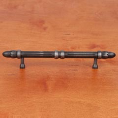 RK International [CP-860-DN] Solid Brass Cabinet Pull Handle - Lined Rod w/ Petal Ends - Oversized - Distressed Nickel Finish - 5&quot; C/C - 7 3/4&quot; L