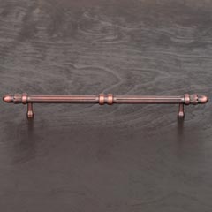 RK International [CP-861-DC] Solid Brass Cabinet Pull Handle - Lined Rod w/ Petal Ends - Oversized - Distressed Copper Finish - 8&quot; C/C - 10 3/4&quot; L