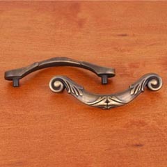 RK International [CP-804-AE] Solid Brass Cabinet Rigid Drop Pull - Large Ornate Curved - Standard Size - Antique English Finish - 3 1/2&quot; C/C - 4 1/2&quot; L