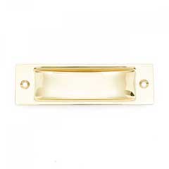 RK International [CF-5631] Solid Brass Cabinet Flush Pull - Thin Rectangle - Polished Brass Finish - 4 1/2&quot; L - 3/8&quot; Recess