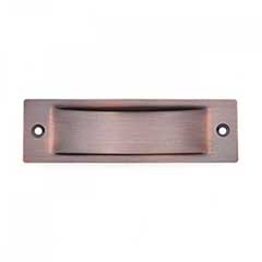 RK International [CF-5631-DC] Solid Brass Cabinet Flush Pull - Thin Rectangle - Distressed Copper Finish - 4 1/2&quot; L - 3/8&quot; Recess