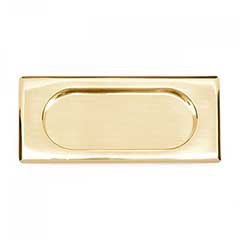 RK International [CF-5632] Solid Brass Cabinet Flush Pull - Thick Rectangle - Polished Brass Finish - 4&quot; L - 7/16&quot; Recess