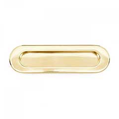 RK International [CF-5633] Solid Brass Cabinet Flush Pull - Thick Oval - Polished Brass Finish - 5 1/2&quot; L - 1/2&quot; Recess