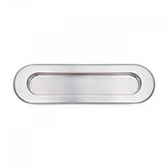 RK International [CF-5633-P] Solid Brass Cabinet Flush Pull - Thick Oval - Satin Nickel Finish - 5 1/2&quot; L - 1/2&quot; Recess