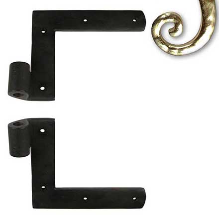 Seaside Shutters [S3-100-03] Cast Brass Shutter L Strap Hinge - New York Style - Polished Brass Finish - 0&quot; Offset - Pair