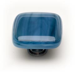 Sietto [K-303-ORB] Handmade Glass Cabinet Knob - Cirrus - Marine Blue - Oil Rubbed Bronze Base - 1 1/4&quot; Sq.
