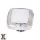 Sietto [K-701-SN] Handmade Glass Cabinet Knob - Reflective - White - Satin Nickel Base - 1 1/4" Sq.
