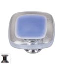 Sietto [K-704-PC] Handmade Glass Cabinet Knob - Reflective - Sky Blue - Polished Chrome Base - 1 1/4" Sq.