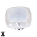 Sietto [K-710-PC] Handmade Glass Cabinet Knob - Reflective - Blue-Grey - Polished Chrome Base - 1 1/4" Sq.