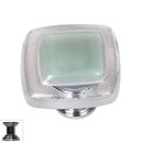 Sietto [K-712-PC] Handmade Glass Cabinet Knob - Reflective - Spruce Green - Polished Chrome Base - 1 1/4&quot; Sq.