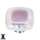 Sietto [K-718-PC] Handmade Glass Cabinet Knob - Reflective - Purple - Polished Chrome Base - 1 1/4" Sq.