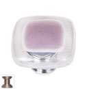 Sietto [K-718-SN] Handmade Glass Cabinet Knob - Reflective - Purple - Satin Nickel Base - 1 1/4&quot; Sq.