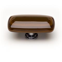 Sietto [LK-102-ORB] Handmade Glass Cabinet Knob - Stratum - Long - Woodland Brown &amp; Umber Brown - Oil Rubbed Bronze Base - 2&quot; L x 1&quot; W