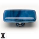 Sietto [LK-303-PC] Handmade Glass Cabinet Knob - Cirrus - Long - Marine Blue - Polished Chrome Base - 2&quot; L x 1&quot; W