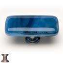 Sietto [LK-303-SN] Handmade Glass Cabinet Knob - Cirrus - Long - Marine Blue - Satin Nickel Base - 2" L x 1" W
