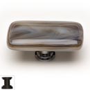 Sietto [LK-305-ORB] Handmade Glass Cabinet Knob - Cirrus - Long - White w/ Brown - Oil Rubbed Bronze Base - 2&quot; L x 1&quot; W