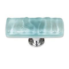 Sietto [SLK-208-PC] Handmade Glass Cabinet Knob - Skinny Glacier - Long - Light Aqua - Polished Chrome Base - 2&quot; L x 3/4&quot; W