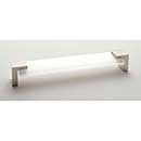 Sietto [P-1201-8-PN] Glass Cabinet Pull Handle - Affinity Series - Oversized - White - Polished Nickel Base - 8&quot; C/C - 8 3/8&quot; L