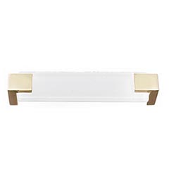 Sietto [P-1201-SB] Glass Cabinet Pull Handle - Affinity Series - Oversized - White - Satin Brass Base - 5 5/8&quot; C/C - 6&quot; L