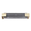 Sietto [P-1202-6-SB] Glass Cabinet Pull Handle - Affinity Series - Oversized - Slate Gray - Satin Brass Base - 5 5/8&quot; C/C - 6&quot; L