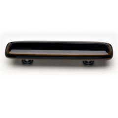 Sietto [P-101-PC] Handmade Glass Cabinet Pull Handle - Stratum - Woodland Brown &amp; Black - Polished Chrome Base - 5&quot; L