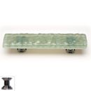 Sietto [P-201-PC] Handmade Glass Cabinet Pull Handle - Glacier - Spruce Green - Polished Chrome Base - 3" C/C - 5" L