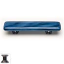 Sietto [P-303-PC] Handmade Glass Cabinet Pull Handle - Cirrus - Marine Blue - Polished Chrome Base - 5&quot; L