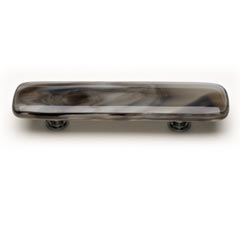 Sietto [P-305-ORB] Handmade Glass Cabinet Pull Handle - Cirrus - White w/ Brown - Oil Rubbed Bronze Base - 5&quot; L