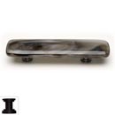 Sietto [P-305-ORB] Handmade Glass Cabinet Pull Handle - Cirrus - White w/ Brown - Oil Rubbed Bronze Base - 5&quot; L