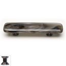 Sietto [P-305-PC] Handmade Glass Cabinet Pull Handle - Cirrus - White w/ Brown - Polished Chrome Base - 3" C/C - 5" L