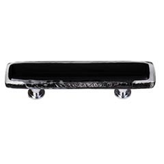 Sietto [P-700-ORB] Handmade Glass Cabinet Pull Handle - Reflective - Black - Oil Rubbed Bronze Base - 5&quot; L